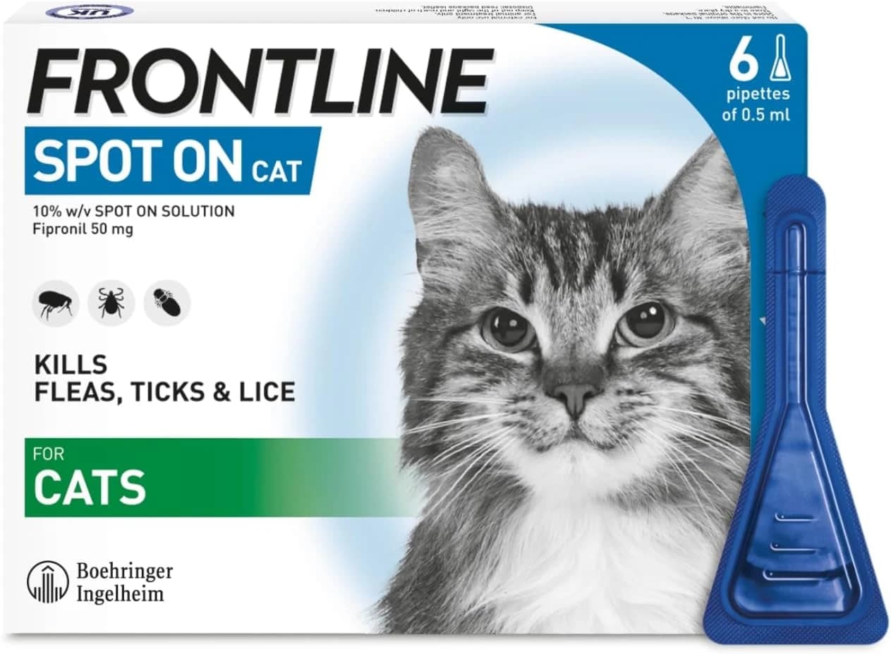 FRONTLINE Spot-On Flea & Tick Treatment for Cats and Ferrets - 6 Pipettes