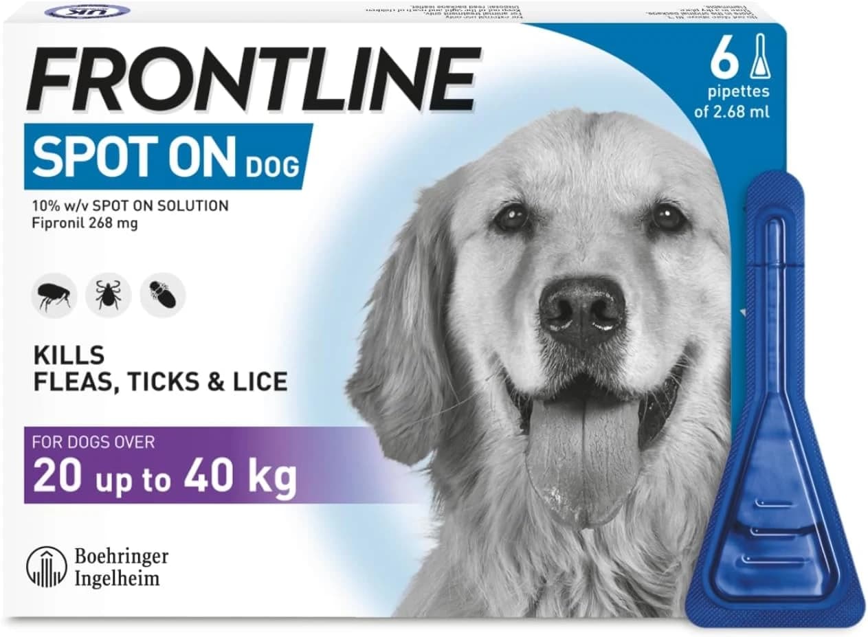FRONTLINE Spot On Flea & Tick Treatment for Large Dog (20-40kg) - 6 Pipettes