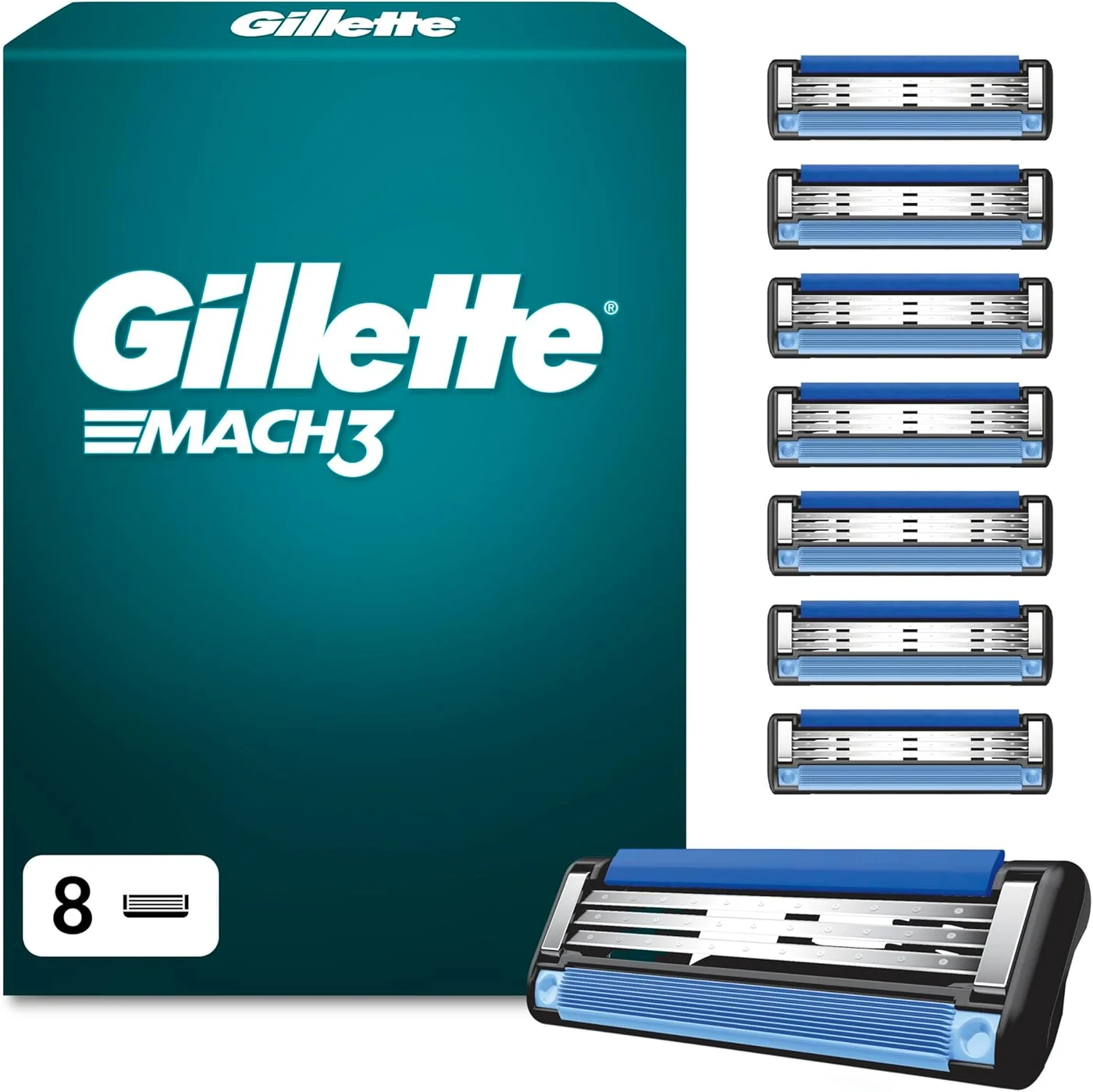 Gillette Mach3 Razor Blades for Men, 8 Pack