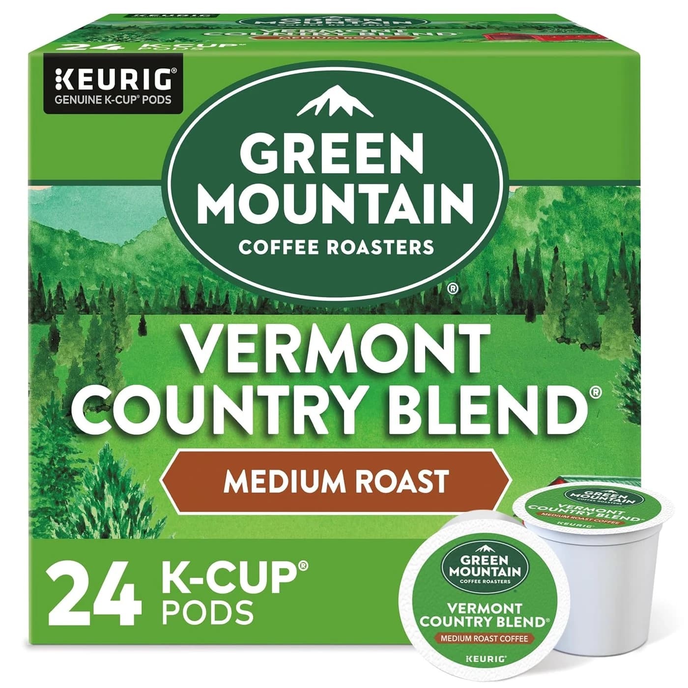 Green Mountain Coffee Roasters Vermont Country Blend, Medium Roast, 24 Coffee Pods