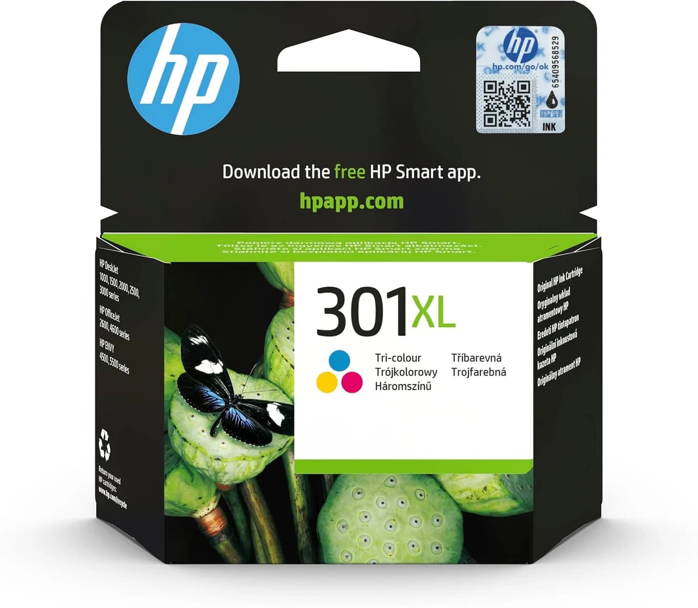HP 301XL Tri-Colour Original Ink Cartridge, CH564EE, 1 Pack