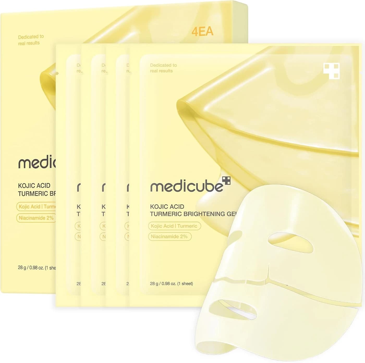 medicube Kojic Acid Turmeric Brightening Gel Mask hydrating and illuminating mask with gel consistency 4 pc