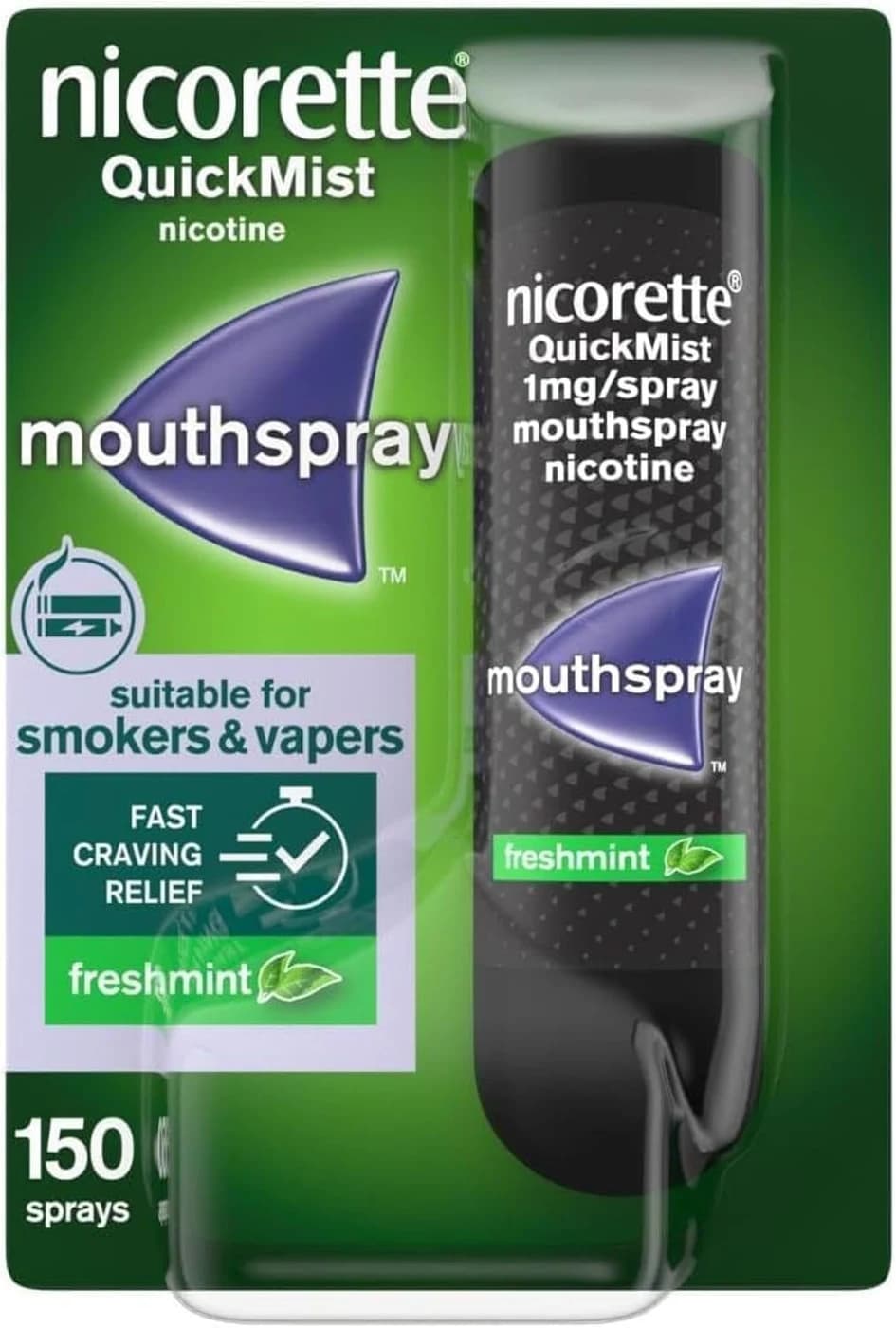 Nicorette Quickmist 1 mg Nicotine Mouthspray, 1 x 150 Sprays, Freshmint