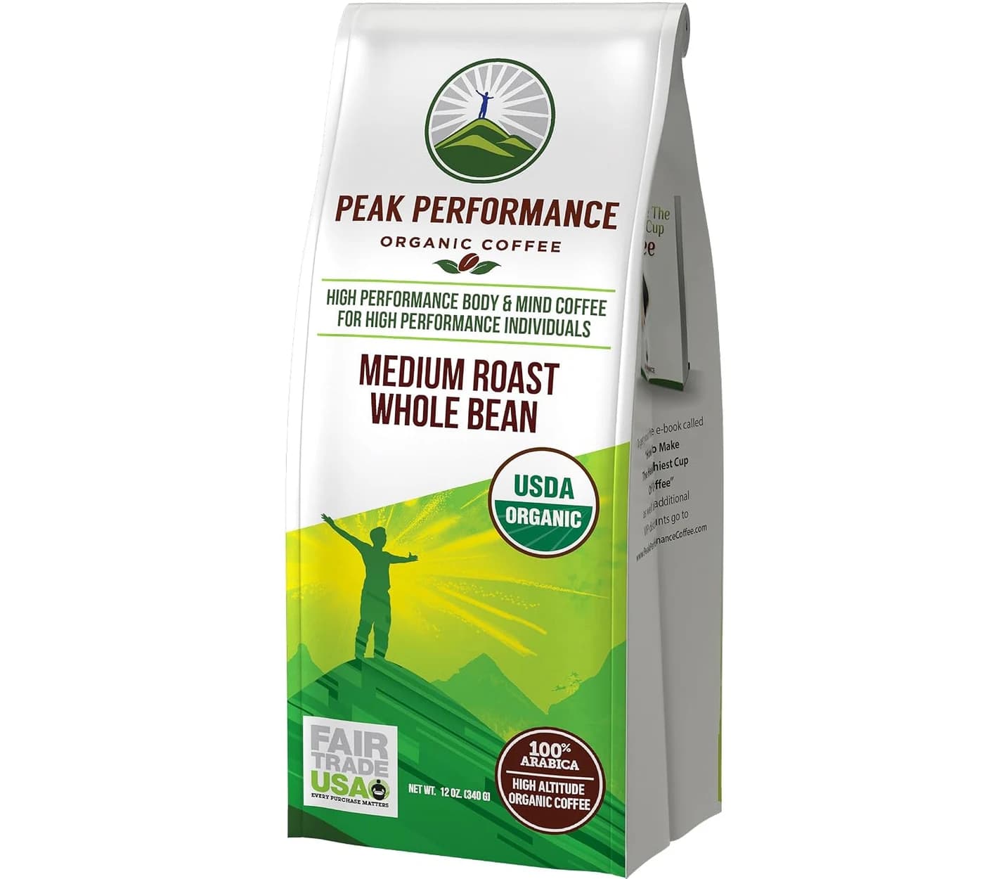 Peak Performance Organic Coffee, Medium Roast Whole Bean, 340 g