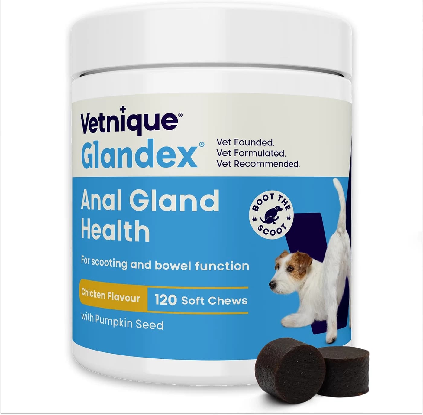 Vetnique Glandex Anal Gland Health, Chicken Flavour, 120 Soft Chews
